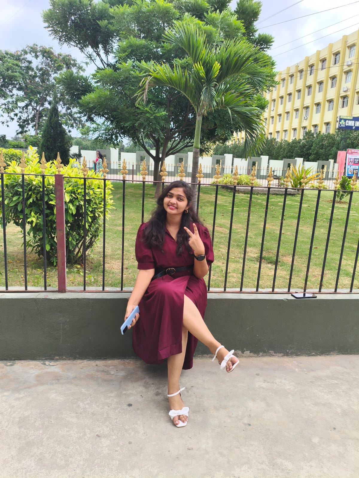 Elegant Maroon Belted Midi Dress – Party & Casual Wear