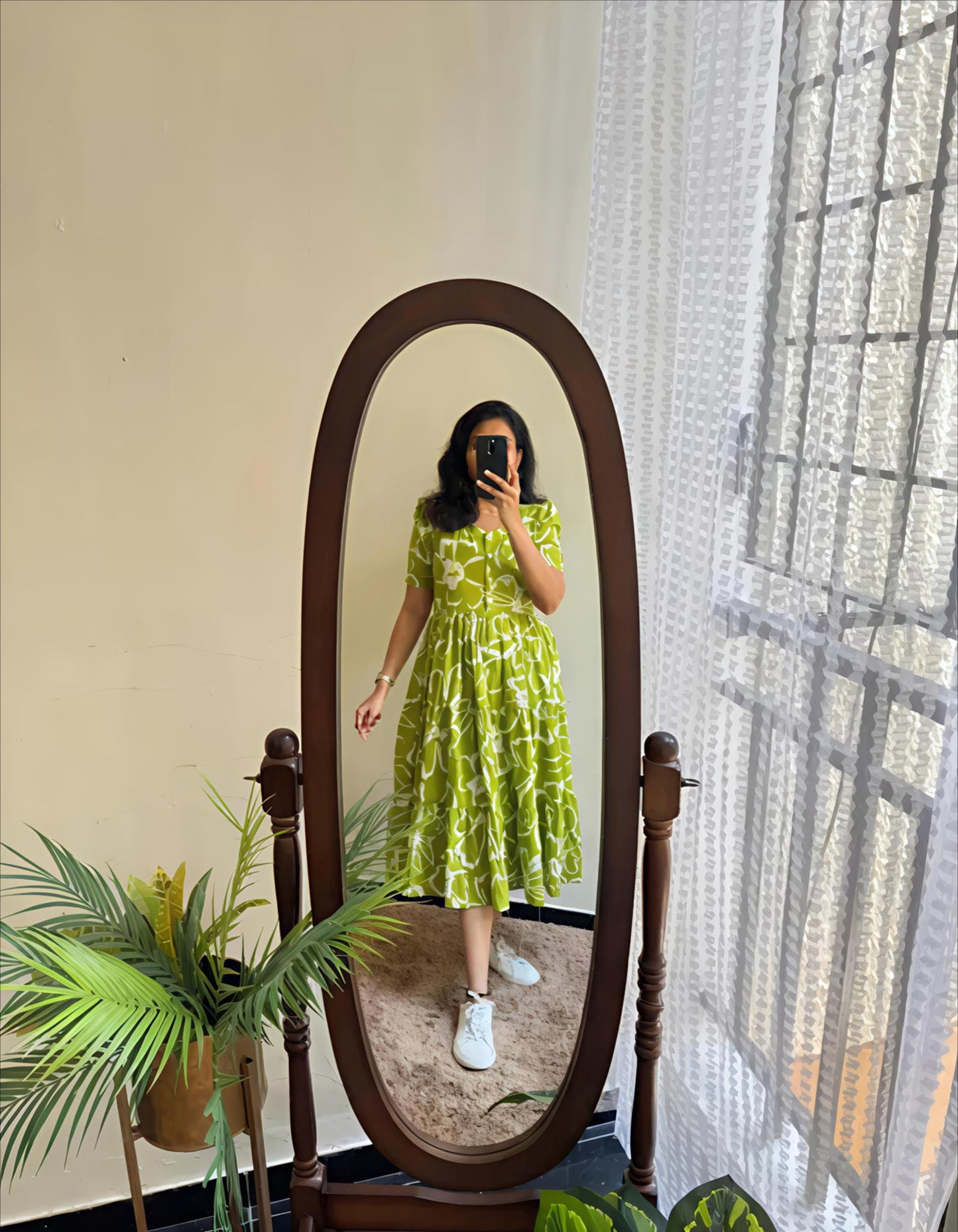 Women’s Cotton Printed Fit & Flare Midi Dress