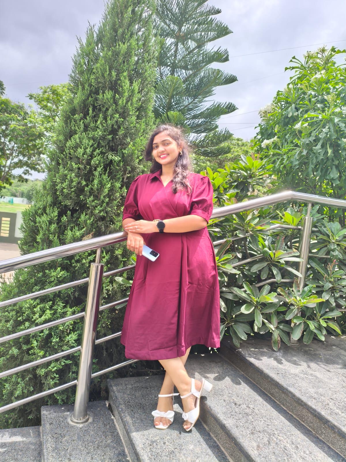 Elegant Maroon Belted Midi Dress – Party & Casual Wear