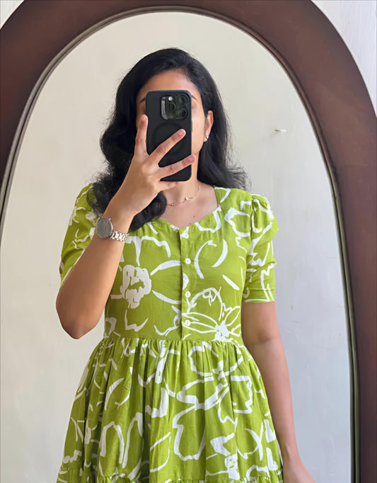 Women’s Cotton Printed Fit & Flare Midi Dress