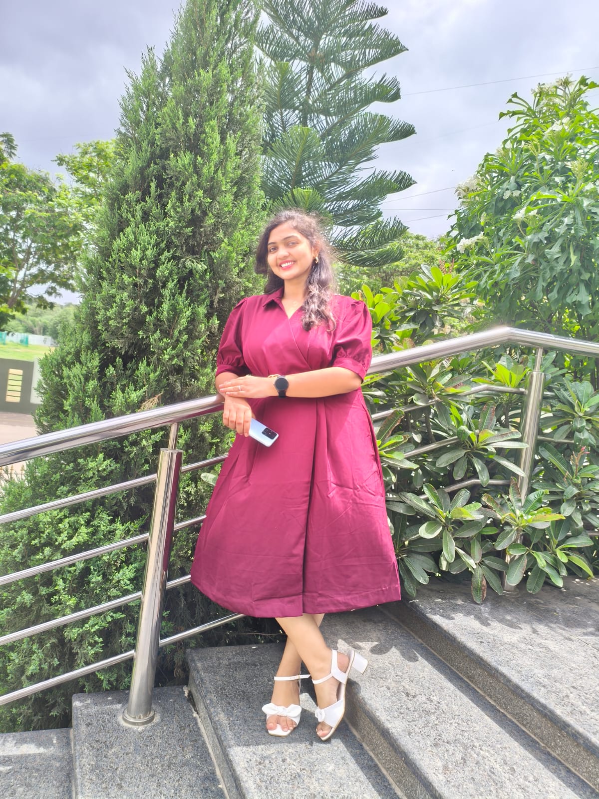 Elegant Maroon Belted Midi Dress – Party & Casual Wear